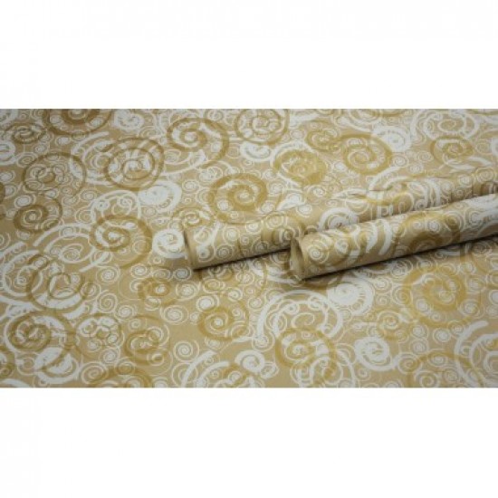 Крафт бумага, рис. "Спирали" (белый+бронза) 0,7м*10м, цена за рулон